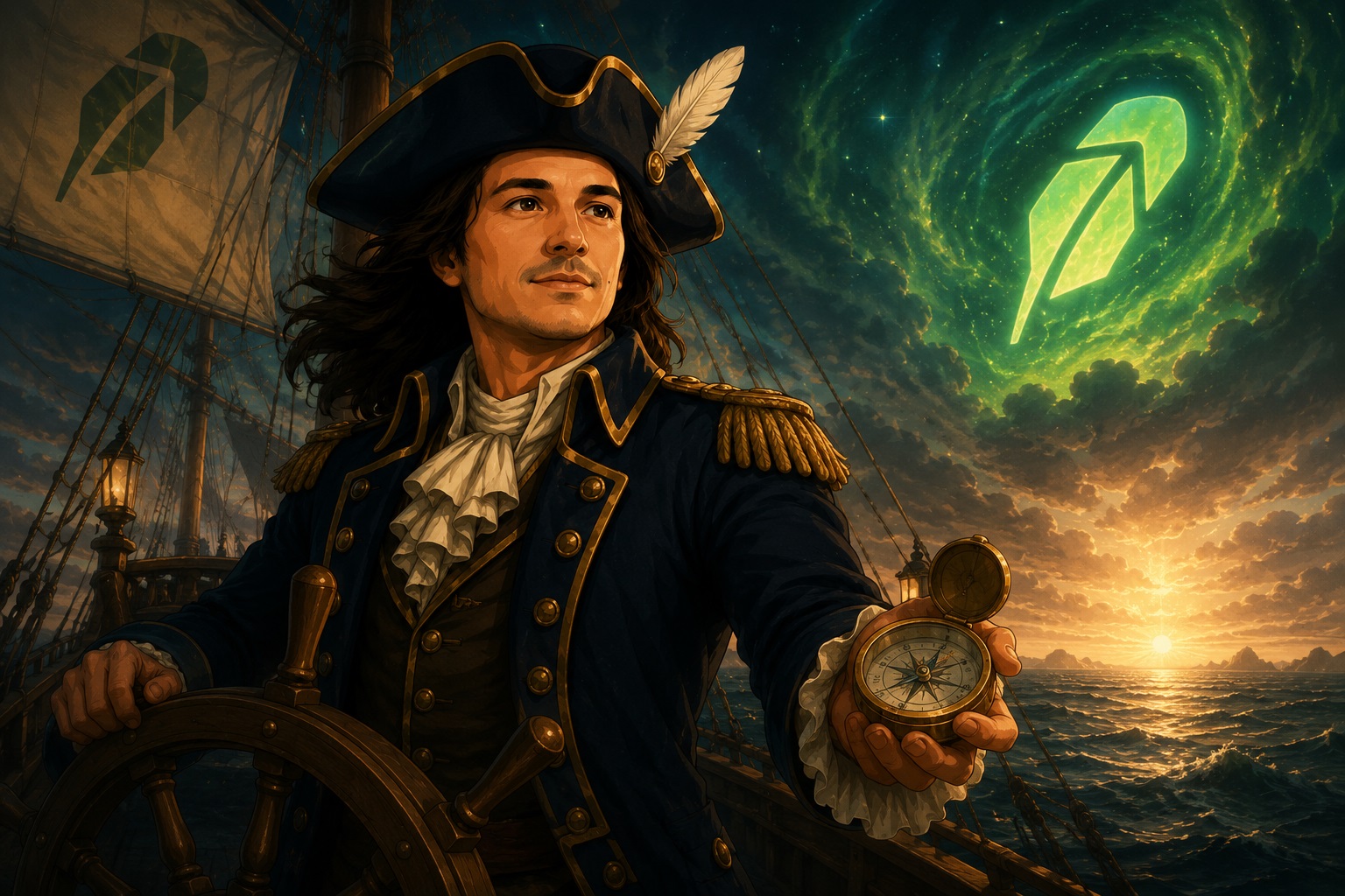 Captain studying nautical crypto charts